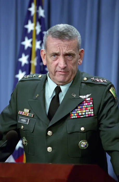 Framed Print : General Tommy Franks Commander of U.S. Central Command in Afghanistan holds a press briefing at the Pentagon Washington D.C. on Oct