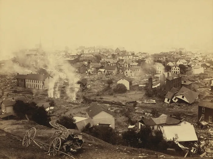 Framed Print : General view of Johnstown from high ground after the flood of May 31st, 1889 Framed Print : General view of Johnstown from high ground after the flood of May 31st, 1889