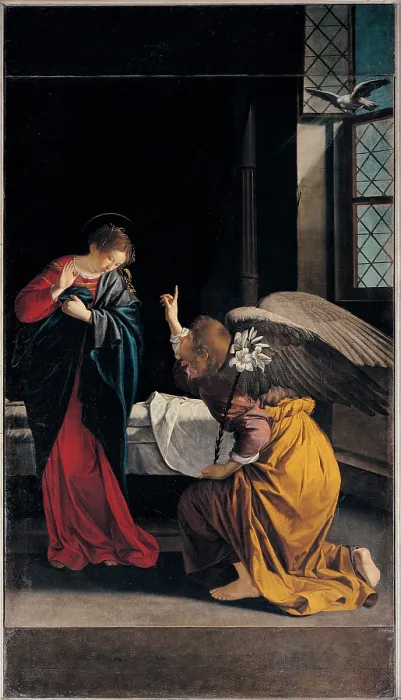 Framed Print : Gentileschi Orazio, The Annunciation, 1633, 17th Century, oil on canvas, Italy, Liguria, Genoa, San Siro church (65160) Everett CollectionMondadori Portfolio**US SALES ONLY**