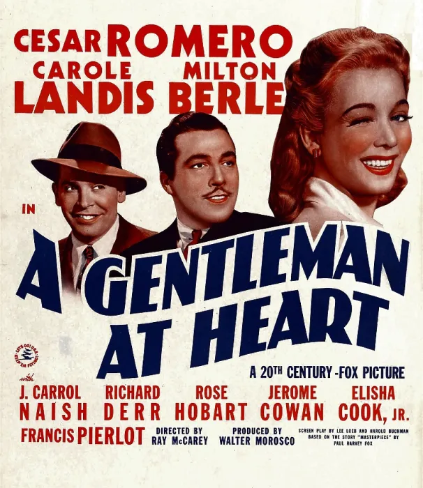 Framed Print : A GENTLEMAN AT HEART, from left: Milton Berle, Cesar Romero, Carole Landis on window card, 1942