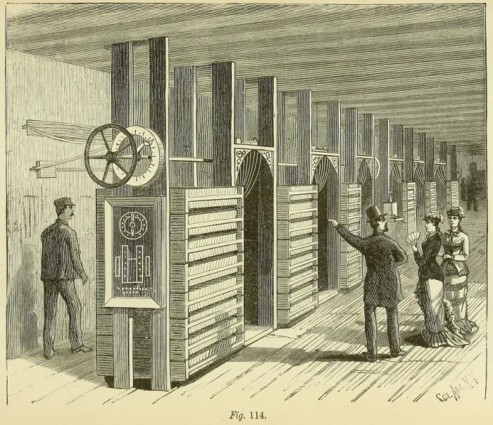 Framed Print : A gentleman points to the regulating system of the first Edison Electric Lighting Station at the Pearl Street in lower Manhattan in 1880's