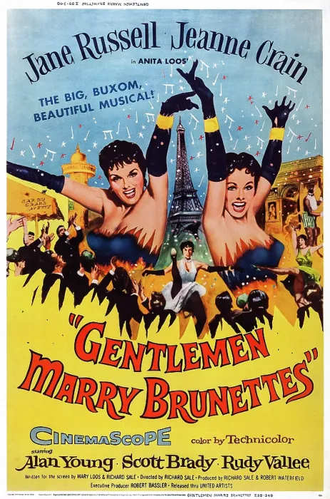 Framed Print : GENTLEMEN MARRY BRUNETTES, US poster art, from left: Jane Russell, Jeanne Crain, 1955 Framed Print : GENTLEMEN MARRY BRUNETTES, US poster art, from left: Jane Russell, Jeanne Crain, 1955
