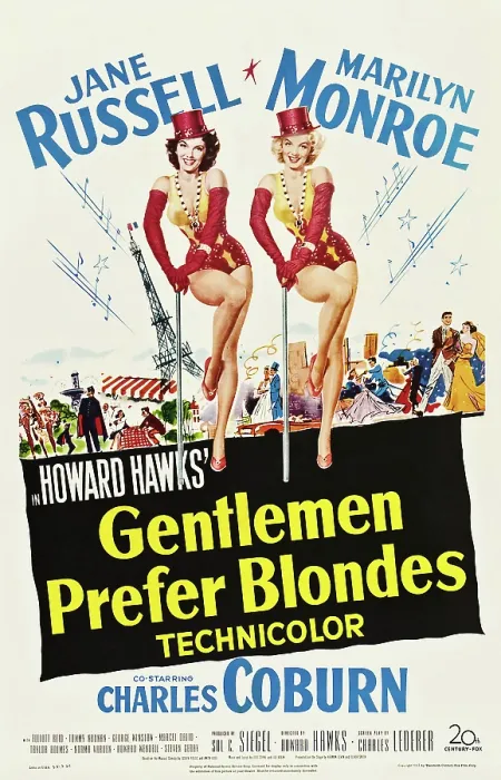Framed Print : GENTLEMEN PREFER BLONDES, Jane Russell, Marilyn Monroe, 1953, TM and Copyright 20th Century Fox Film Corp. All rights reserved. / courtesy Everett Collection