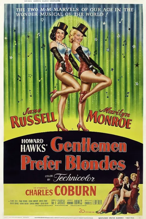 Framed Print : GENTLEMEN PREFER BLONDES, Jane Russell, Marilyn Monroe, (bottom l-r): Jane Russell, Charles Coburn, Marilyn Monroe, 1953, TM and Copyright 20th Century Fox Film Corp