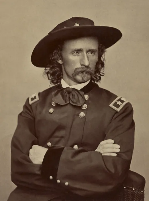 Framed Print : George Armstrong Custer, in Brady Studio portrait, 1865, wearing his uniform as a Brevet Major General of the US Volunteers