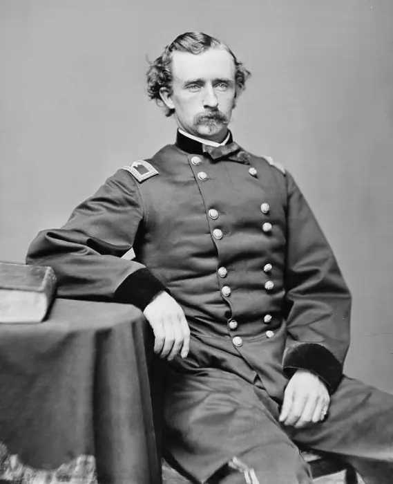 Framed Print : George Armstrong Custer, in a Brady Studio portrait, Oct. 23, 1864. Custer was promoted to Brevet Brigadier General Custer few days before the photo was taken (BSLOC_2019_9_110)