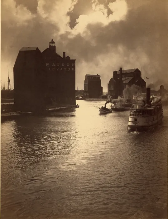 Framed Print : George Barker (1844-1894), Canadian photographer, created this luminous image of grain elevators, in Buffalo, New York in 1883 Framed Print : George Barker (1844-1894), Canadian photographer, created this luminous image of grain elevators, in Buffalo, New York in 1883