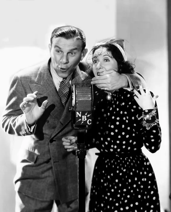 Framed Print : George Burns and Gracie Allen recording a N.B.C. radio show, 1937, Courtesy: CSU Archives / Everett Collection