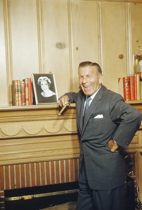 Framed Print : George Burns, with portrait of Gracie Allen, October 1958