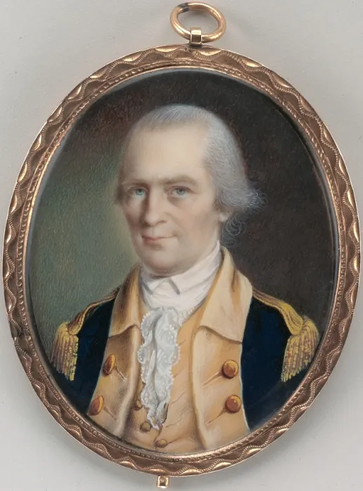 Framed Print : George Clinton, by John Ramage, 1785, American miniature painting. Clinton served as Governor of New York State from 1777-1795