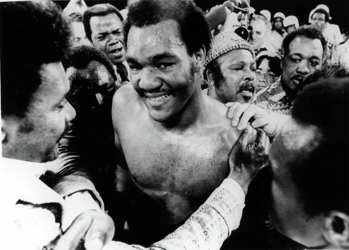 Framed Print : GEORGE FOREMAN- The boxer is congratulated in the ring after defeating Joe Frazier for the world heavyweight championship. Kingston, Jamaica 1 / 22 / 73