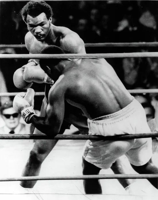 Framed Print : GEORGE FOREMAN- The boxer knocking Joe Frazier down in the second round. Kingston, Jamaica, 1 / 22 / 73 Framed Print : GEORGE FOREMAN- The boxer knocking Joe Frazier down in the second round. Kingston, Jamaica, 1 / 22 / 73