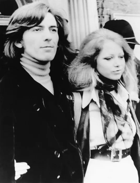 Framed Print : George Harrison and wife Pattie Boyd leave Walton and Esher Magistrates Court on March 18, 1969. They appeared on a charge of the illegal possession of marijuana Framed Print : George Harrison and wife Pattie Boyd leave Walton and Esher Magistrates Court on March 18, 1969. They appeared on a charge of the illegal possession of marijuana