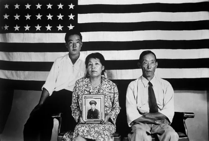 Framed Print : George, Hisa, and Yasbei Hirano, a Japanese American family interned at Poston, Arizona