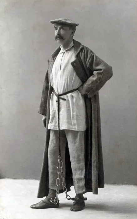 Framed Print : George Kennan (1845-1924) in Siberian exile dress and chains