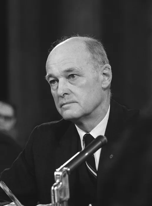 Framed Print : George Kennan, before the U.S. Senate Foreign Relations Committee, Feb. 10, 1966. He testified that Vietnam was not strategic to U.S