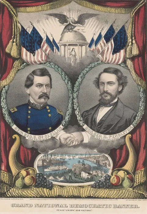 Framed Print : George McClellan (1826-1885), the Democratic candidate for president in 1864, ran on a platform of peace and national reconciliation Framed Print : George McClellan (1826-1885), the Democratic candidate for president in 1864, ran on a platform of peace and national reconciliation