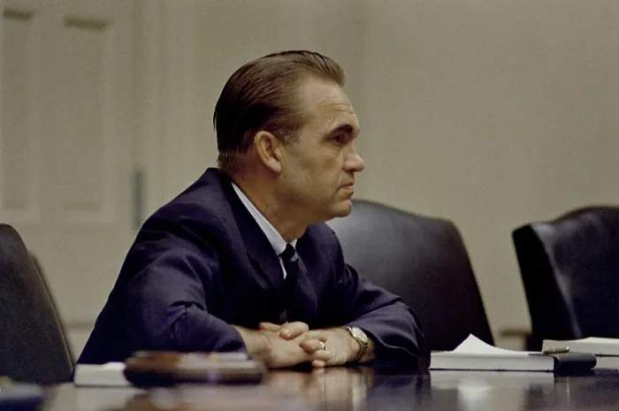 Framed Print : George Wallace, the segregationist former Governor of Alabama in a White House meeting during his third party presidential campaign