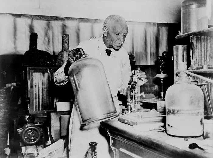 Framed Print : George Washington Carver (1864-1943) an agricultural chemist developed new products of peanuts, sweet potatoes, and soybeans to encourage crop diversity in the American South Framed Print : George Washington Carver (1864-1943) an agricultural chemist developed new products of peanuts, sweet potatoes, and soybeans to encourage crop diversity in the American South