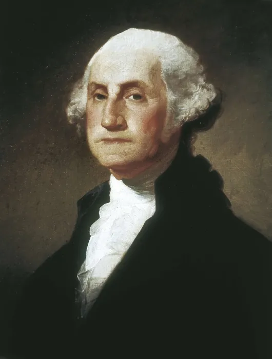 Framed Print : George Washington. end 18th c. Anonymous portrait made after Gilbert Stuart's original. Oil on canvas. UNITED KINGDOM. London. National Portrait Gallery
