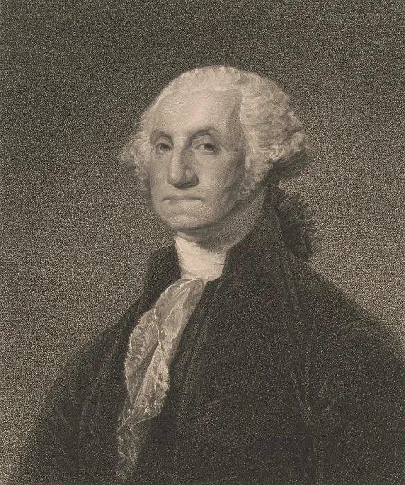 Framed Print : George Washington, engraving after Gilbert Stuart, c. 1800
