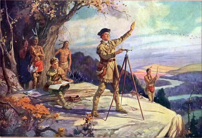 Framed Print : George Washington as a young surveyor. 19th century painting Framed Print : George Washington as a young surveyor. 19th century painting