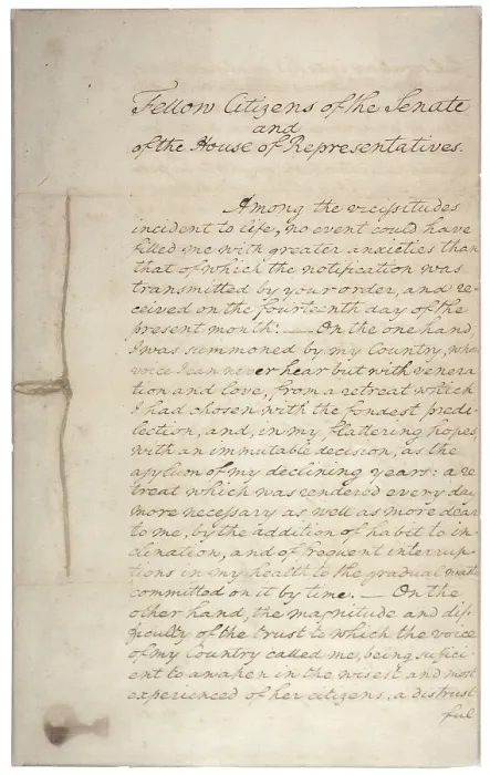 Framed Print : George Washington's inaugural address page 1 of 2 Framed Print : George Washington's inaugural address page 1 of 2