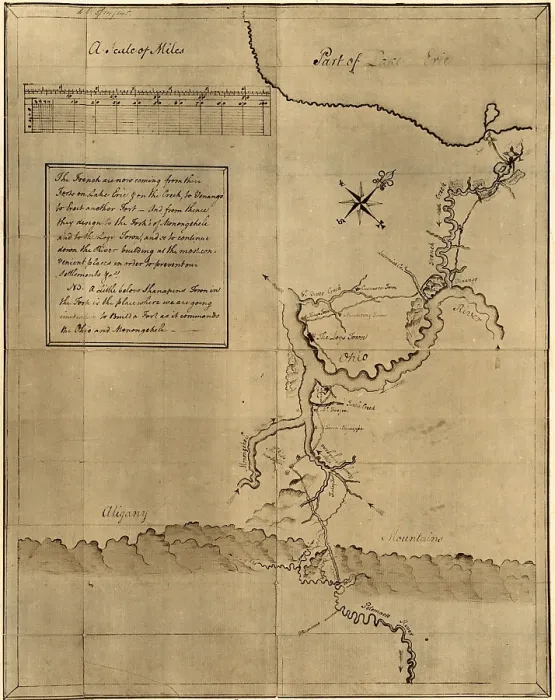 Framed Print : George Washington's map, accompanying his journal to the Ohio, 1754. Surveyed and drawn by George Washington, 1766 Framed Print : George Washington's map, accompanying his journal to the Ohio, 1754. Surveyed and drawn by George Washington, 1766