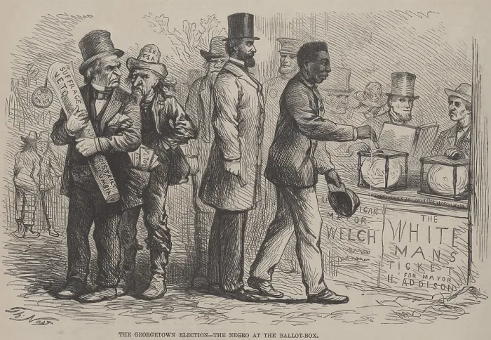 Framed Print : Georgetown elections - the Negro at the ballot-box, 1867
