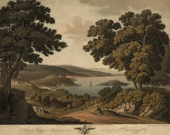 Framed Print : Georgetown and Federal City, or City of Washington in 1800-1801. The government closed business in Philadelphia on May 15, 1800