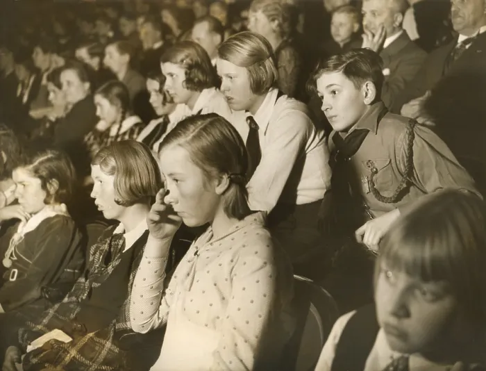 Framed Print : German children at a theater performance of Langemarck a modern play