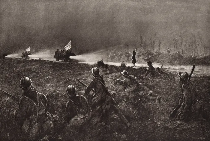 Framed Print : German delegates riding to the Armistice Conference that ended WW1. Nov. 7, 1918