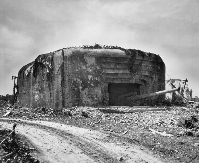 Framed Print : German gun emplacement had concrete walls 13 feet thick and four 10 1 / 4 inch guns. This position was taken out of action by Allied aerial bombing. June 1944 World War 2
