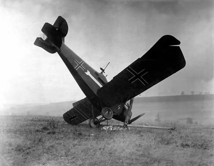Framed Print : German plane shot down in the Argonne by American machine gunners. Between Montfaucon and Cierges, France. World War I. Oct. 4, 1918