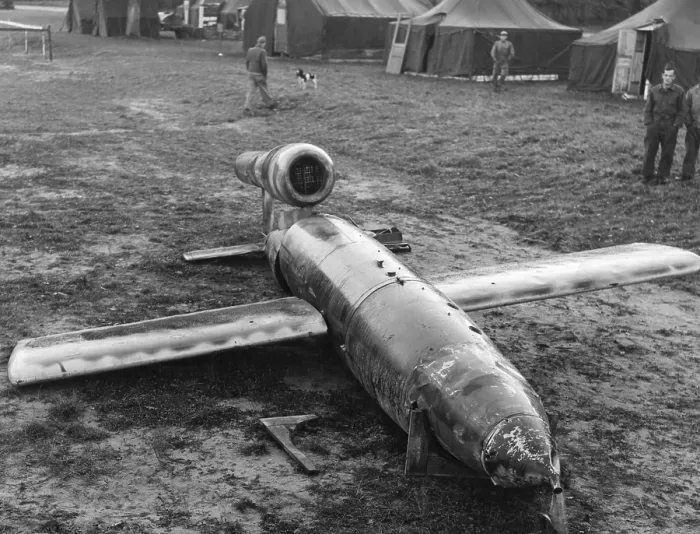 Framed Print : German V-1 Pilotless buzz bomb was found intact by the US Army 9th Air Force in France Framed Print : German V-1 Pilotless buzz bomb was found intact by the US Army 9th Air Force in France