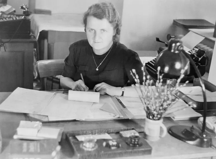 Framed Print : German woman office worker at the Deutsche Akademie, Munich, Germany. 1942. World War 2. (BSLOC_2014_10_223)