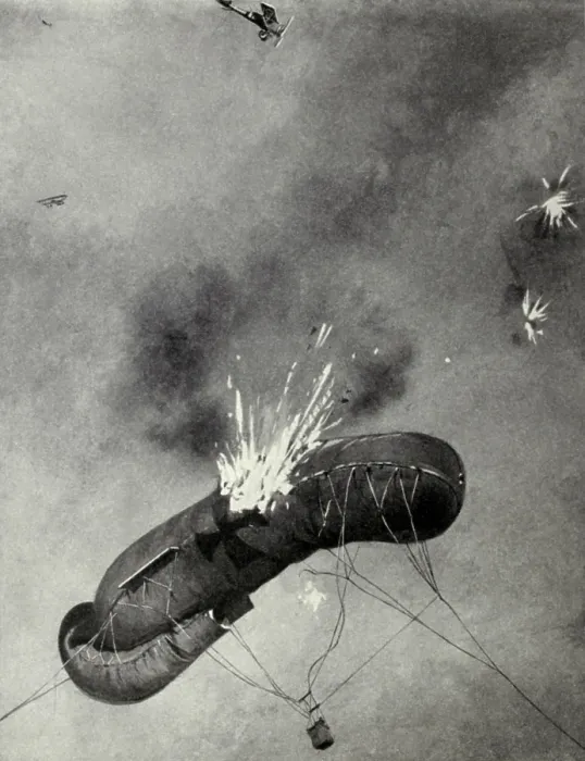 Framed Print : German WW1 observation balloons attacked by British planes. June 1916 Framed Print : German WW1 observation balloons attacked by British planes. June 1916