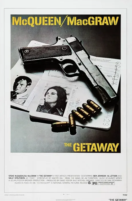 Framed Print : THE GETAWAY, US poster, from left: Steve McQueen, Ali MacGraw, 1972