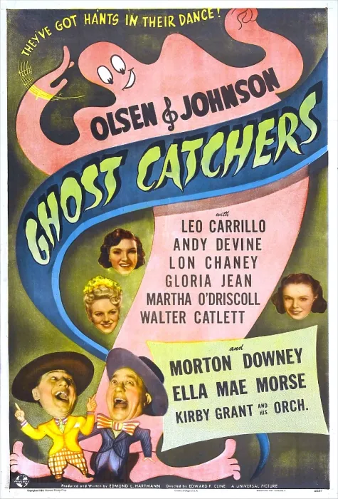 Framed Print : GHOST CATCHERS, US poster, bottom left from left: Ole Olsen, Chic Johnson, middle from top: Ella Mae Morse, Martha O'Driscoll, right: Gloria Jean, 1944 Framed Print : GHOST CATCHERS, US poster, bottom left from left: Ole Olsen, Chic Johnson, middle from top: Ella Mae Morse, Martha O'Driscoll, right: Gloria Jean, 1944