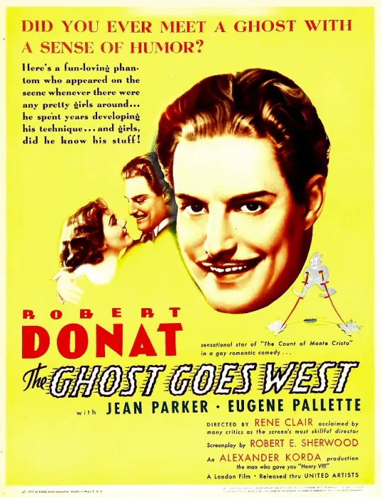 Framed Print : THE GHOST GOES WEST, from left: Jean Parker, Robert Donat on window card, 1935