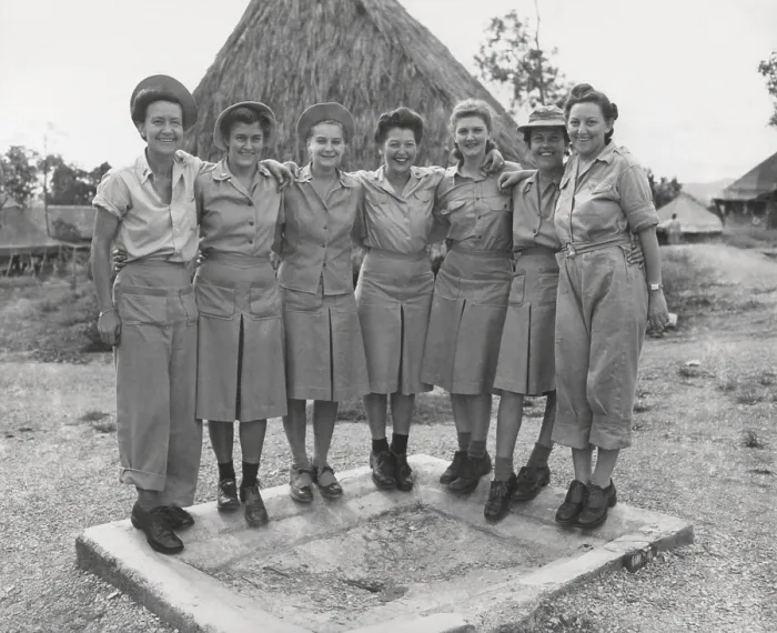 Framed Print : GI Little Abners shoes are modeled by nurses of a medical regiment in New Guinea, Port Moresby. A few of the shoes have been stylishly altered. April 29, 1943