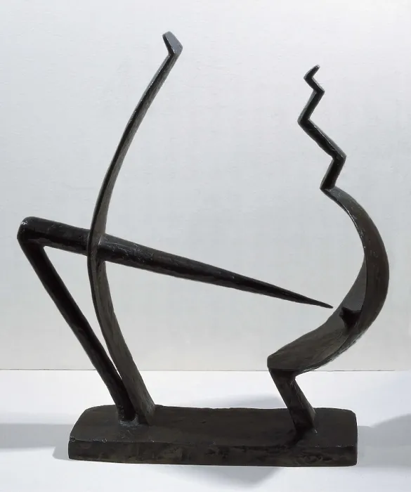 Framed Print : GIACOMETTI, Alberto (1901-1966). Man and woman. 1929. Surrealism. Sculpture on bronze. FRANCE. Paris
