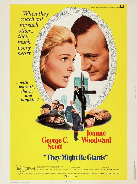Framed Print : THEY MIGHT BE GIANTS, US poster art, fom left: Joanne Woodward, George C. Scott, 1971