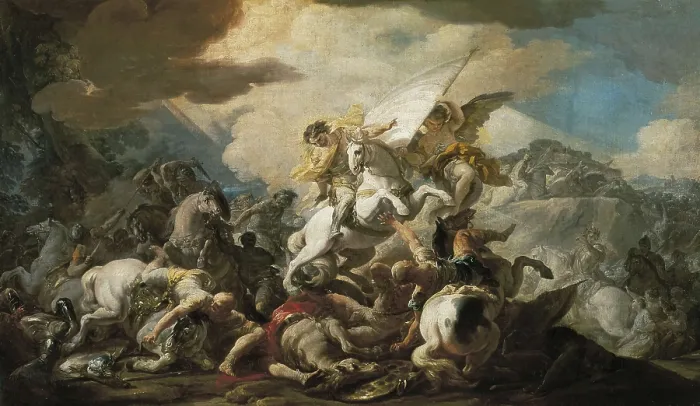 Framed Print : GIAQUINTO, Corrado (1700-1765). The Legendary Battle of Clavijo. 18th c. - 1765 Framed Print : GIAQUINTO, Corrado (1700-1765). The Legendary Battle of Clavijo. 18th c. - 1765