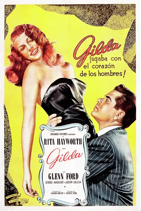 Framed Print : GILDA, Argentine poster art, from left: Rita Hayworth, Glenn Ford, 1946