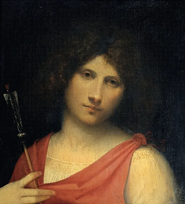 Framed Print : Giorgio da Castelfranco detto Giorgione, Boy with an Arrow (Apollo or Eros), 1500, 16th Century, oil on panel, Austria, Wien, Kunsthistorisches Museum