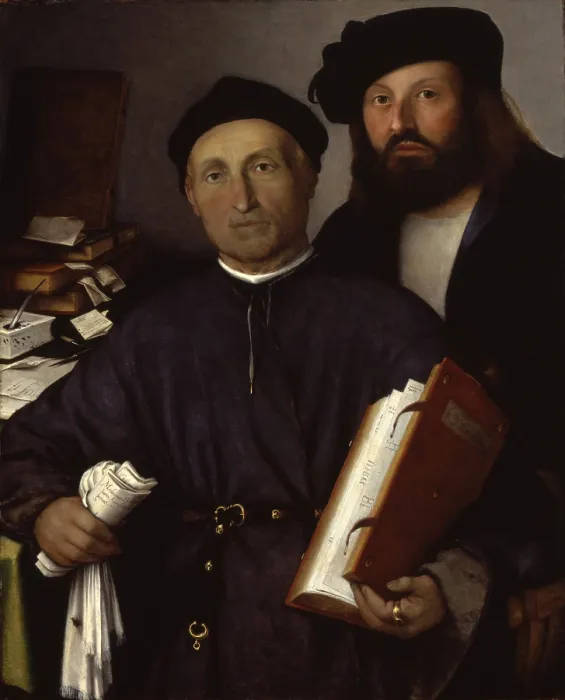 Framed Print : Giovanni Agostino and Niccol della Torre, by Lorenzo Lotto, 1515, 16th Century, oil on canvas, 85 x 68, 2 cm - Great Britain, London, National Gllery. Whole artwork view Framed Print : Giovanni Agostino and Niccol della Torre, by Lorenzo Lotto, 1515, 16th Century, oil on canvas, 85 x 68, 2 cm - Great Britain, London, National Gllery. Whole artwork view