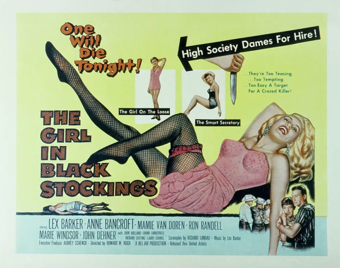 Framed Print : THE GIRL IN BLACK STOCKINGS, Mamie Van Doren, Lex Barker, Anne Bancroft, 1957
