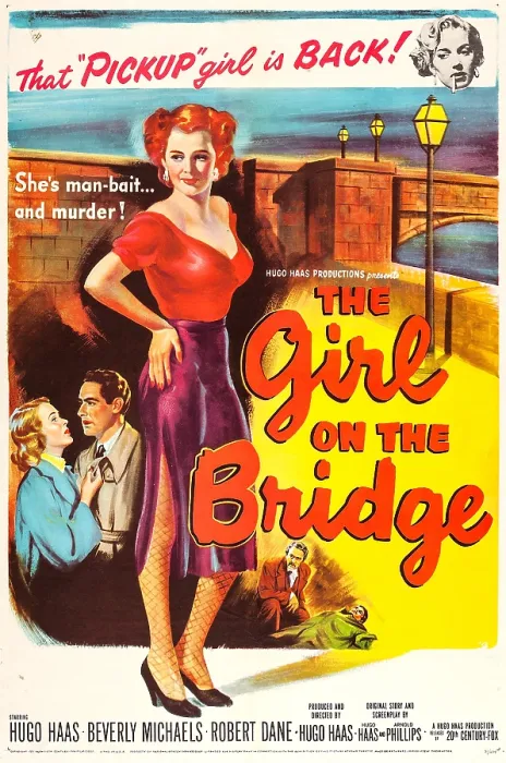 Framed Print : THE GIRL ON THE BRIDGE, US poster, Beverly Michaels (top and front), 1951, TM & Copyright 20th Century Fox Film Corp. / courtesy Everett Collection