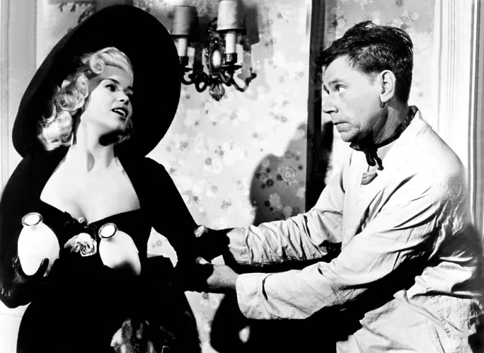 Framed Print : THE GIRL CAN'T HELP IT, Jayne Mansfield, Tom Ewell, 1956, milk, TM and Copyright (c)20th Century Fox Film Corp. All rights reserved